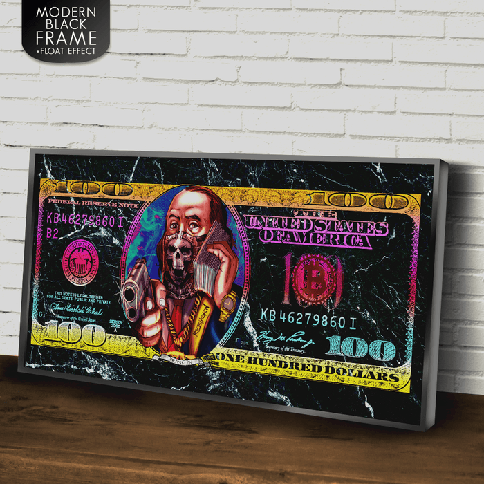24 x 12 - Small / Modern Black Floating Frame / Black & Yellow