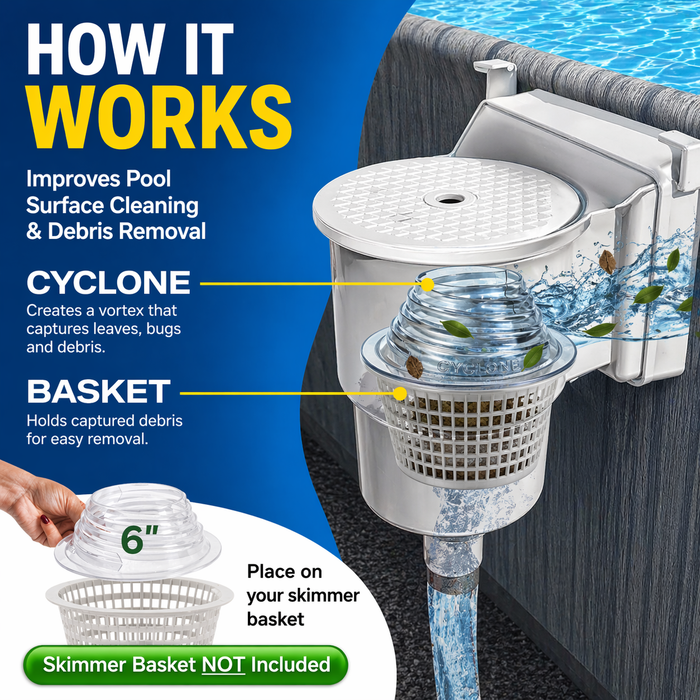 6" Cyclone - Only for Above Ground Pools - Turbocharges pool skimmer water flow - theskimmie