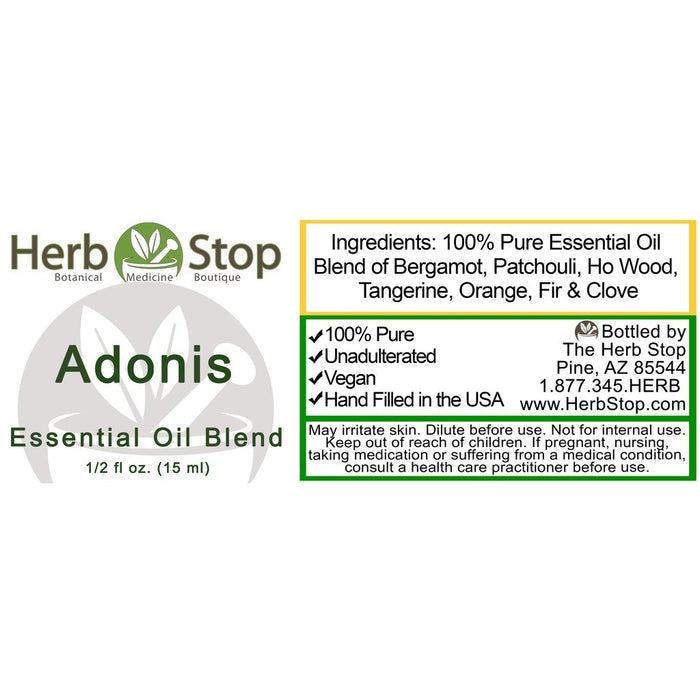 Adonis Essential Oil Blend Label