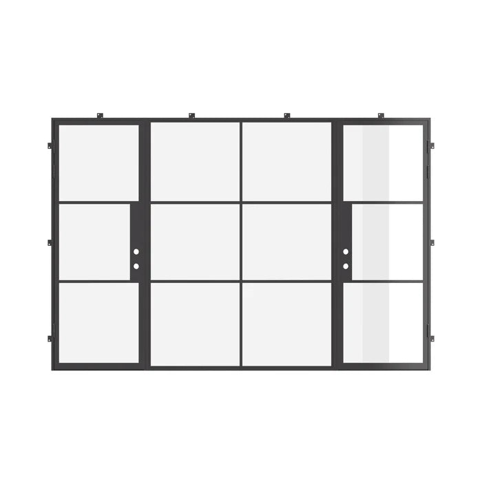 Air 4 dual single doors with fixed center lite and narrow profiles