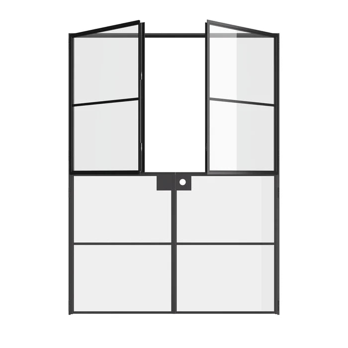 Air 4 modular Dutch double door set in solid OTTOSTUMM steel with narrow muntins
