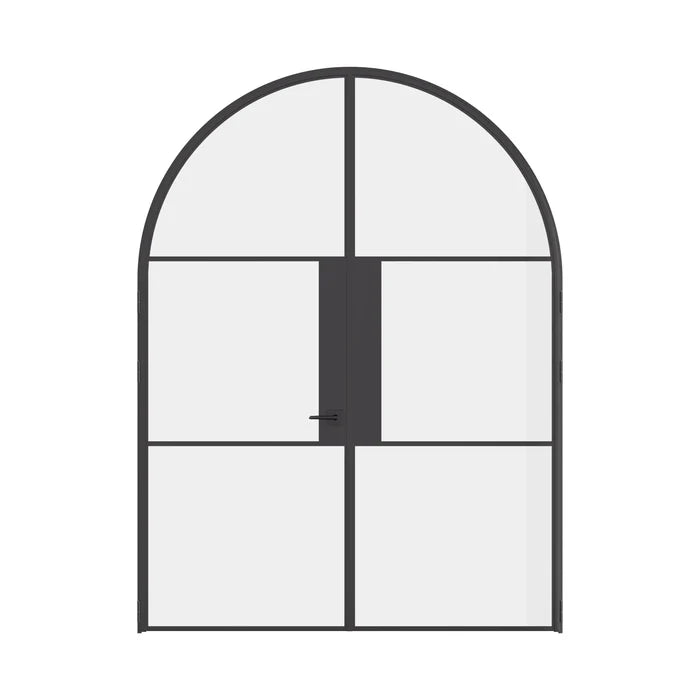 Air 4 double full arch interior doors in solid steel with dramatic curved tops