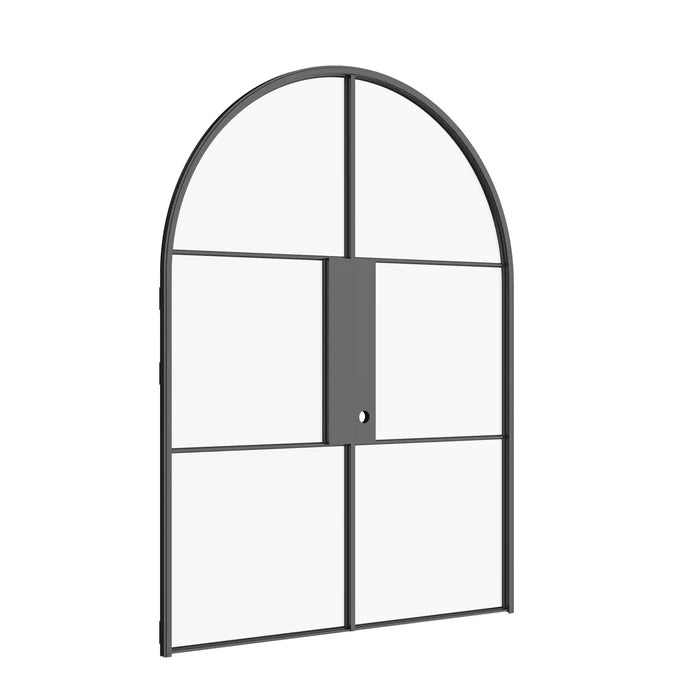 Air 4 grand arch top double doors with slim black steel framing