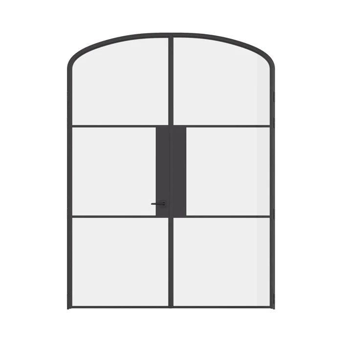 Air 4 double mini arch interior doors in solid steel with curved tops and slim framing