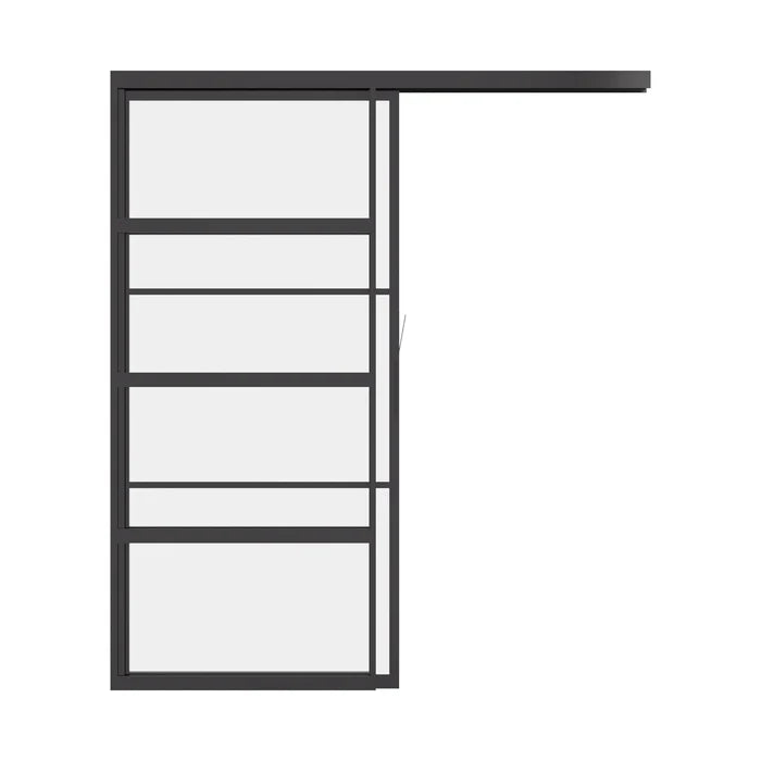 Air 4 interior pocket sliding door with clean lines and geometric muntin layout