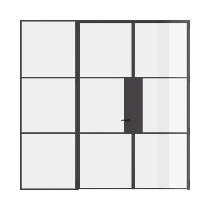 Air 4 double flat doors with left sidelight in solid steel frame