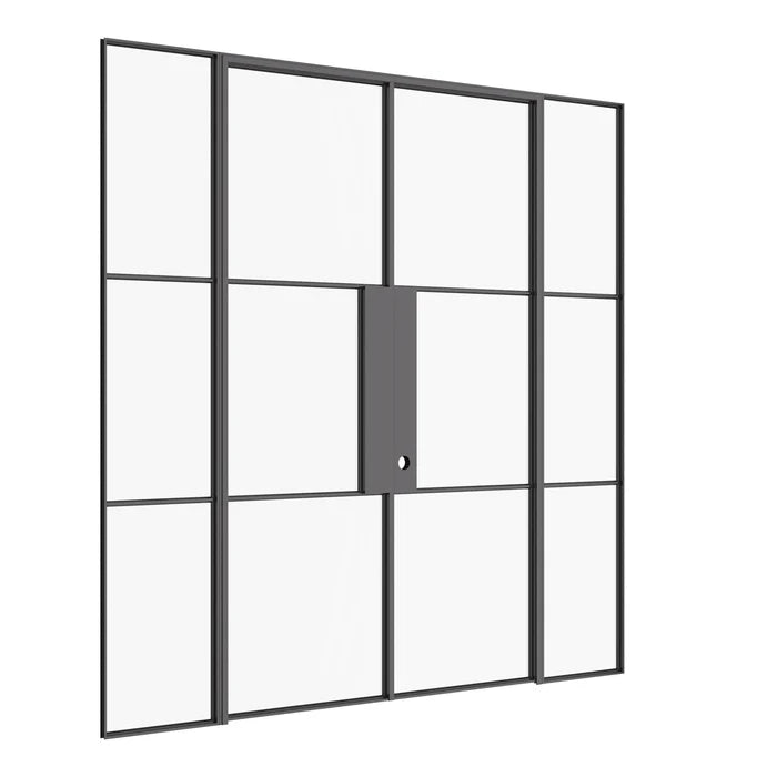 Air 4 interior double doors with matching sidelites and minimalist steel grid design