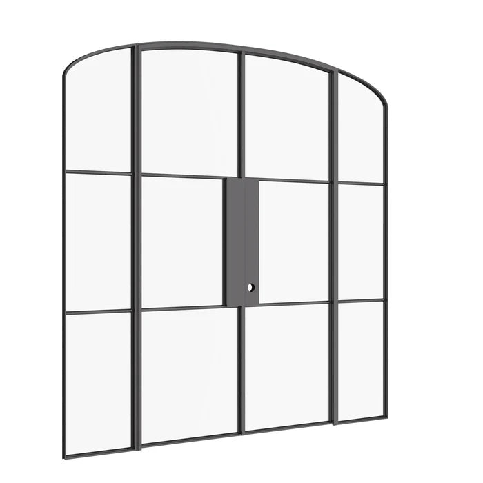 Air 4 curved top double doors with sidelites in architectural steel
