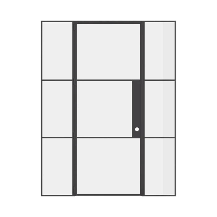 Air 4 narrow profile steel door with sidelights and clear tempered glass