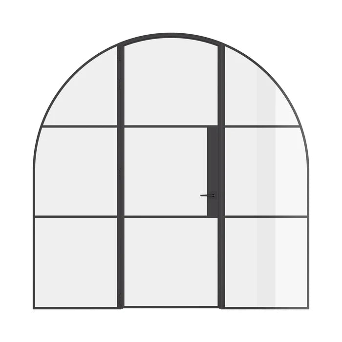 Air 4 single full arch door with side windows in strong steel frame