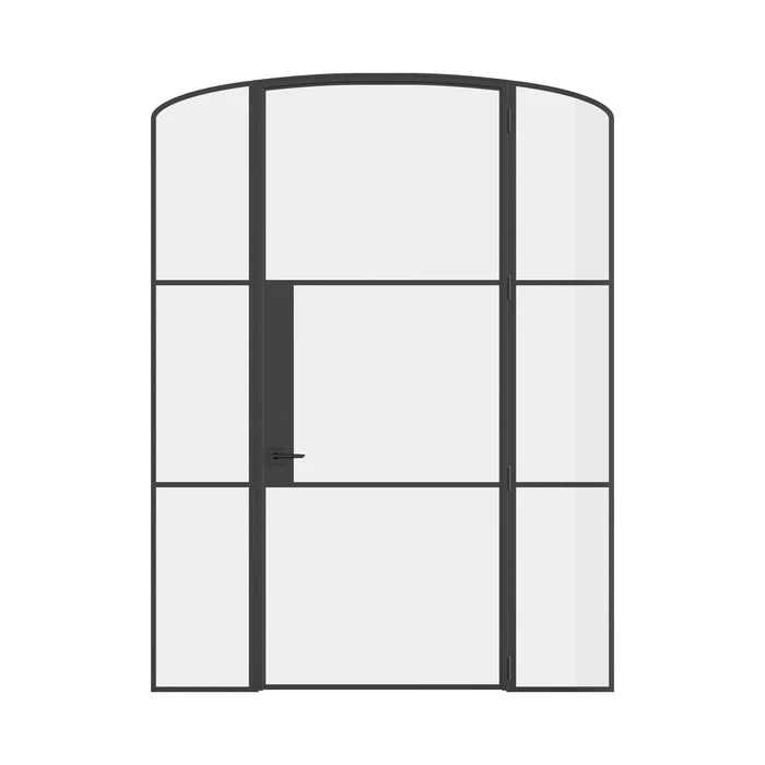 Air 4 single mini arch door with sidelights in slim steel profile