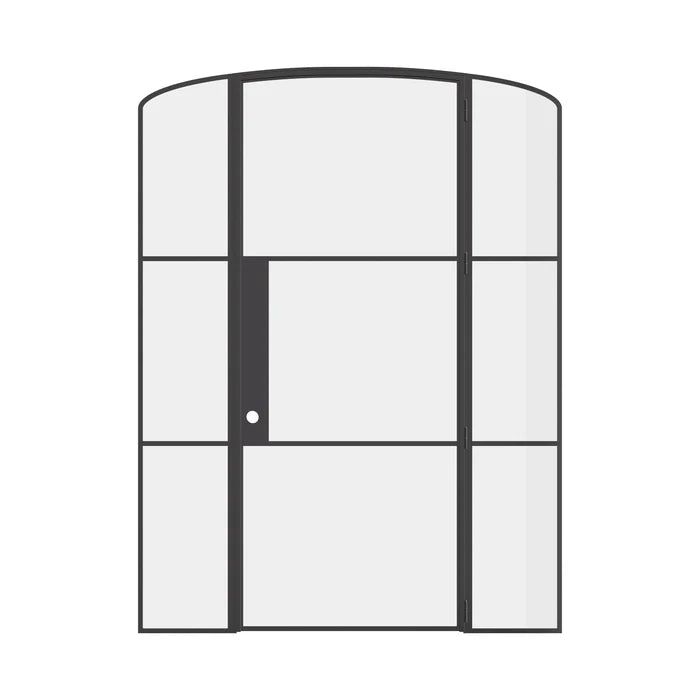 Air 4 single mini arch door with sidelights in sleek black steel design