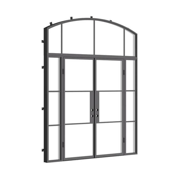Air 4 pair of flat doors with sidelights and arched top glass