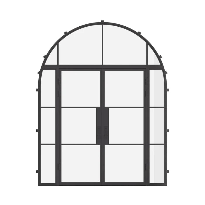 Air 4 double flat doors with side windows and full arch transom, custom