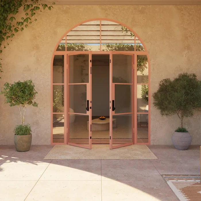 Custom Air 4 double doors with sidelights and full arch top window