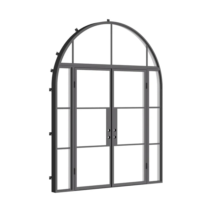 Custom Air 4 double door set with sidelights and curved top glass