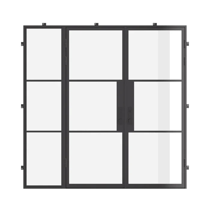 double flat steel doors with left sidelight and thermal break system