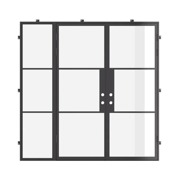 minimalist double entry doors with left sidelight and insulated frame