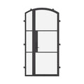 single arch steel door with left sidelight and thermally broken frame