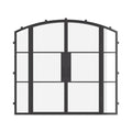 Double arch steel exterior door with side windows and thermal barrier