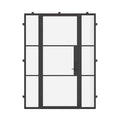 Single flat steel exterior door with sidelights and thermal break frame