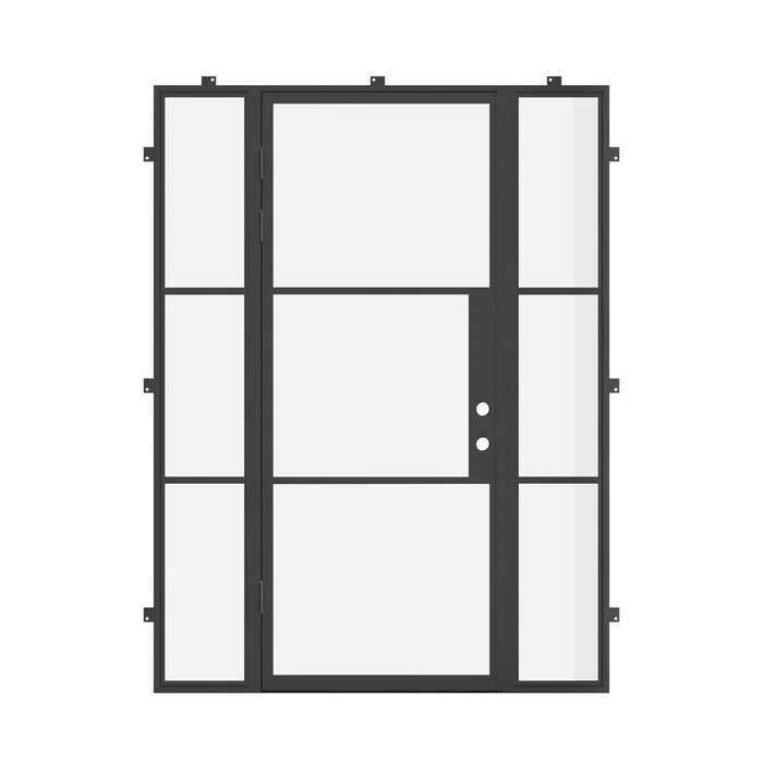 Air 4 single flat front door with sidelites and insulated tempered glass