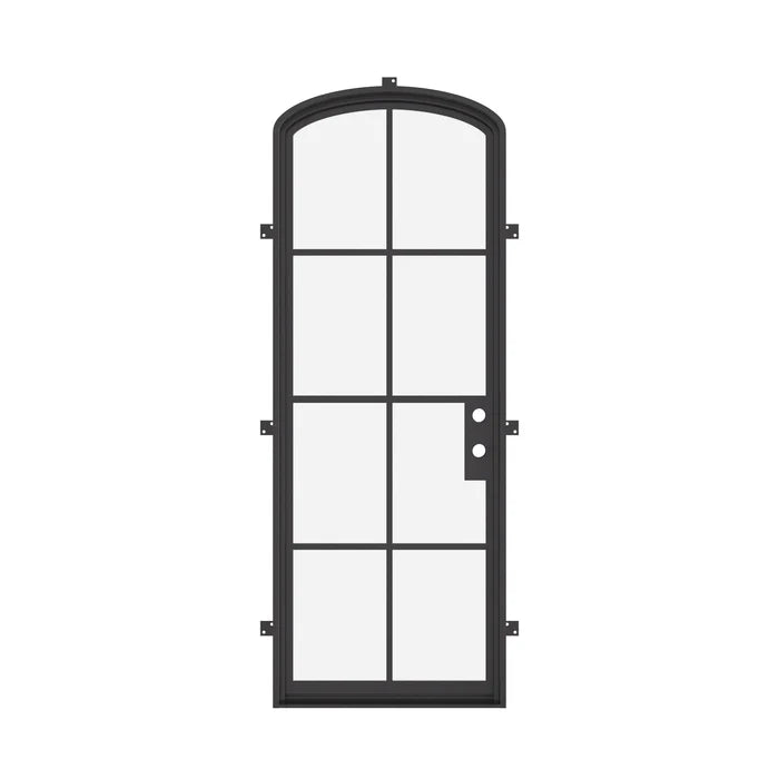 Premium single mini arch steel entry door, reinforced frame