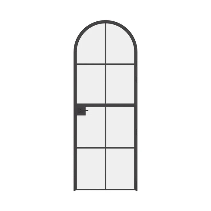 Air 5 Dutch single full arch interior door crafted from solid steel with black finish and removable threshold