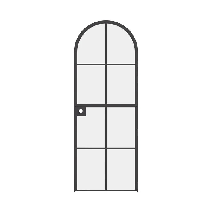 Air 5 Dutch single full arch interior door rear angle showing solid steel frame and factory style grid