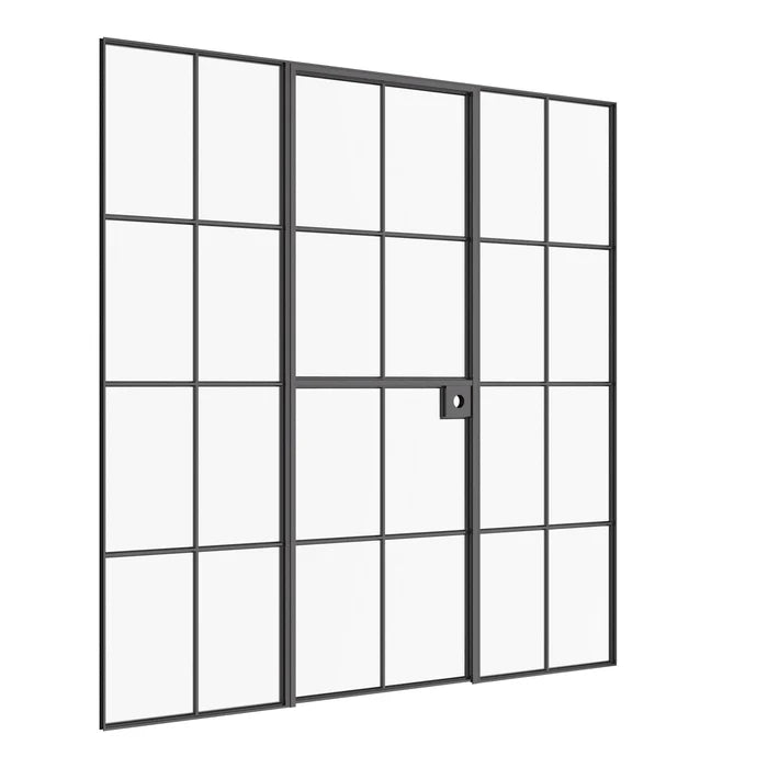 Air 5 Dutch single flat interior door with side glass panels and modular steel frame