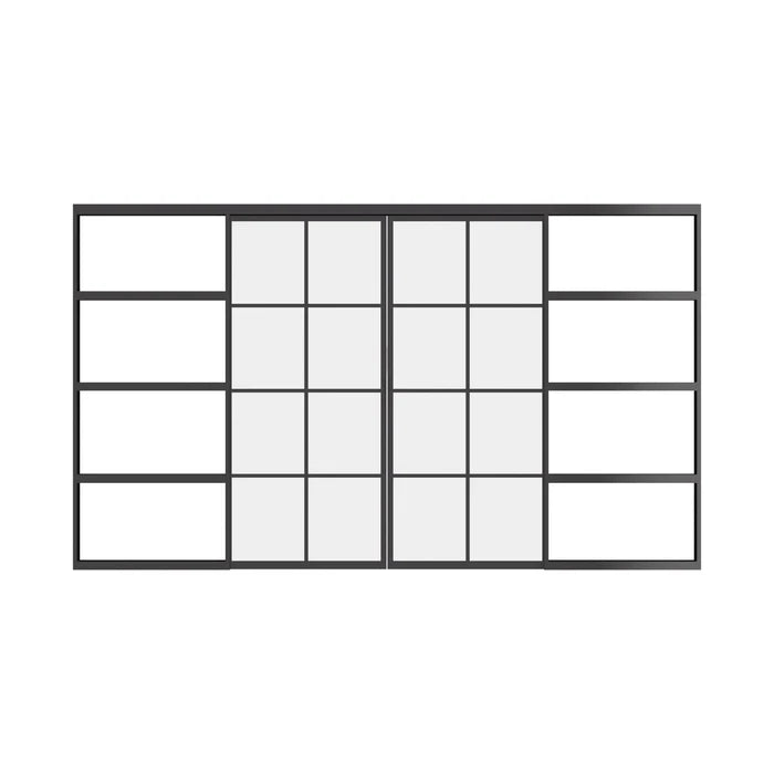 Air 5 interior pocket top track slider double flat in black hot-rolled steel with single pane tempered glass and modular design
