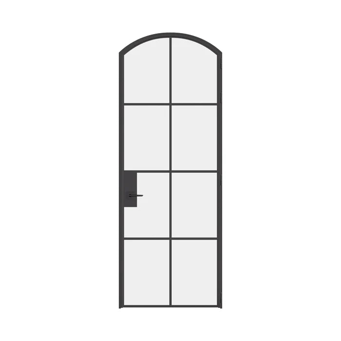 Interior single arch hot-rolled steel door with tempered glass