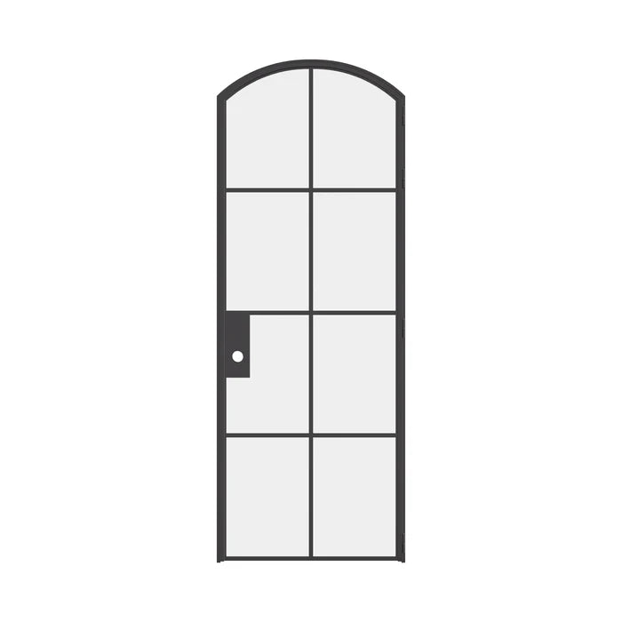 Interior single arch black steel door, minimalist factory design