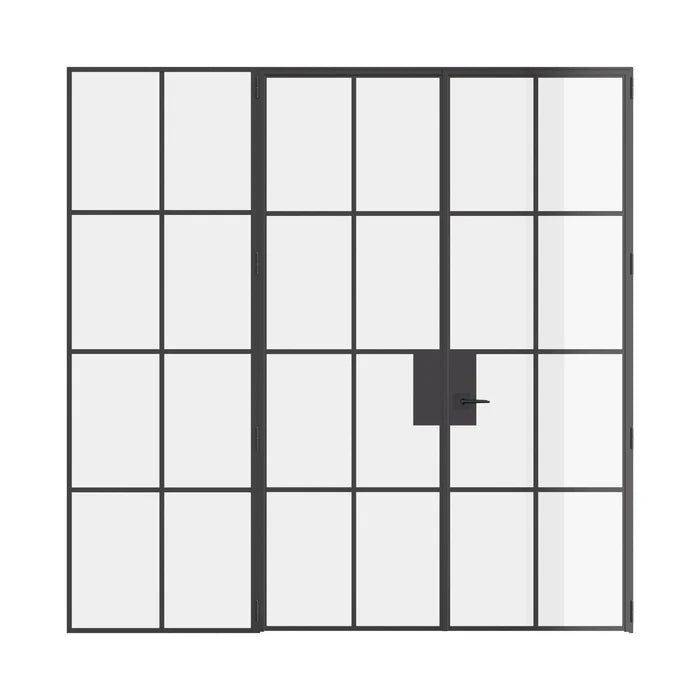 Air 5 double flat interior doors with left side window in steel and glass