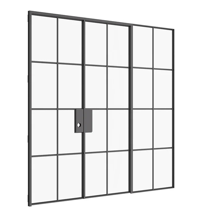 Air 5 double flat interior doors with left sidelight hot-rolled steel factory style design