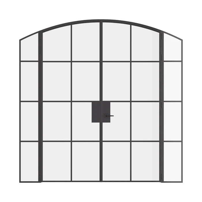Air 5 double arch interior doors with side windows in solid steel factory style design