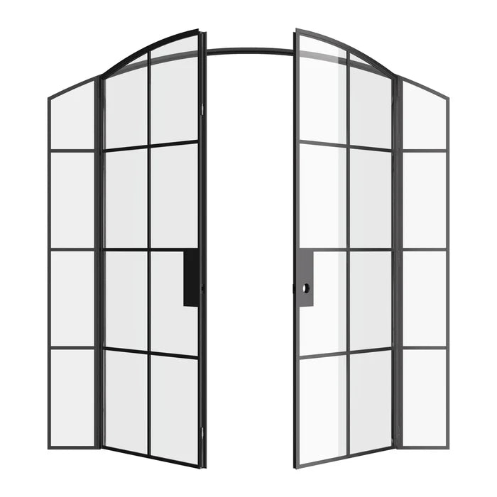 Air 5 double interior arch doors and sidelights in hot-rolled steel construction