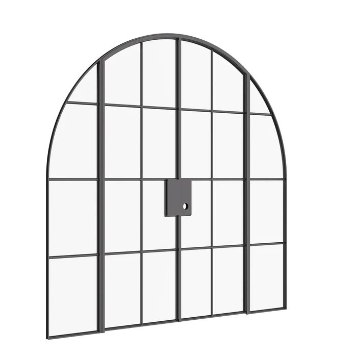 Interior double full arch modular steel doors with sidelights