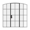 Interior single arch steel door with sidelights, black factory style