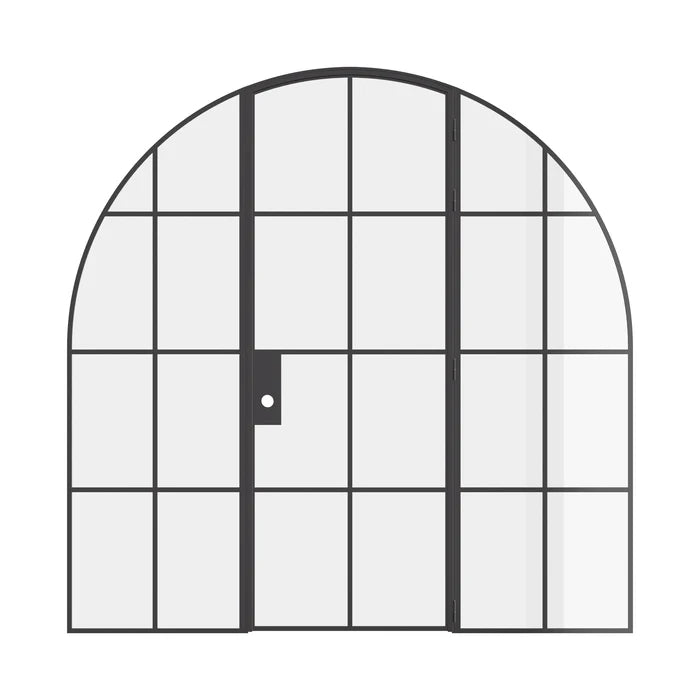 Air 5 single full arch interior door with side windows in Ottostumm steel