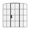 Interior single mini arch steel door with sidelights, black finish