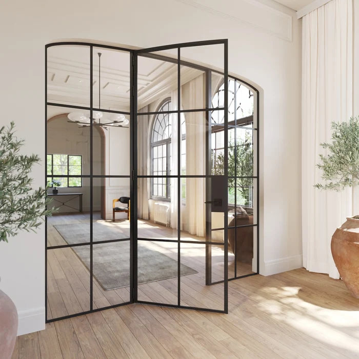 Interior single mini arch modular steel door with side glass