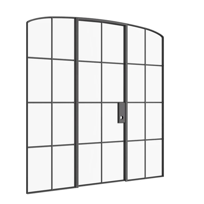 Interior single mini arch hot-rolled steel door with sidelights