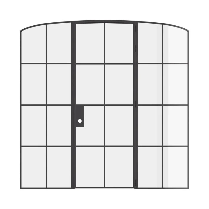 Air 5 single mini arch interior door with sidelights in black steel modular build