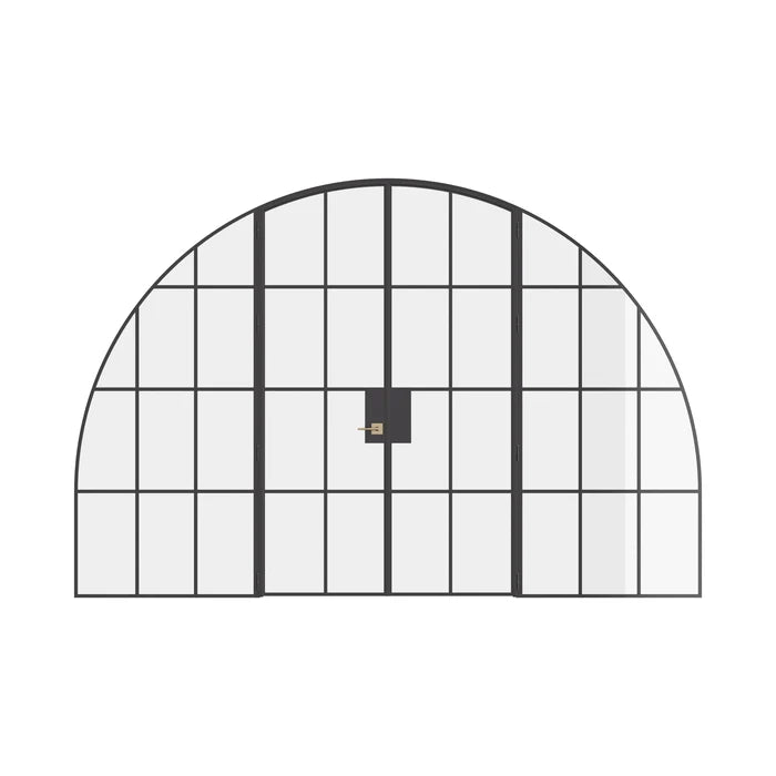 Interior wide double full arch steel doors with sidelights