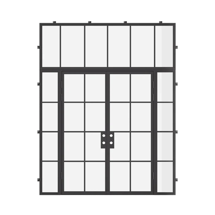 Air 5 double flat cold-rolled steel entry with sidelights and flat top window
