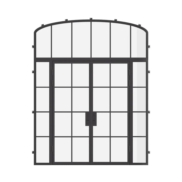Air 5 double flat exterior door with sidelights and mini arch transom, NFRC rated