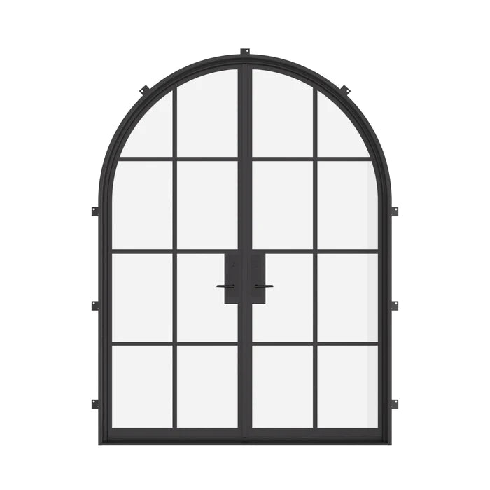 Exterior double arch doors with insulated steel construction