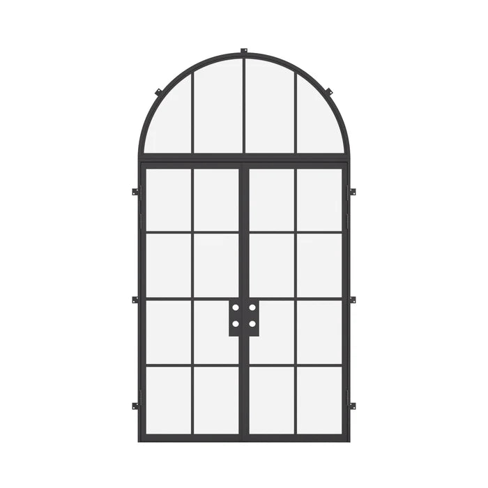 architectural double entry with full arch top glass and insulation
