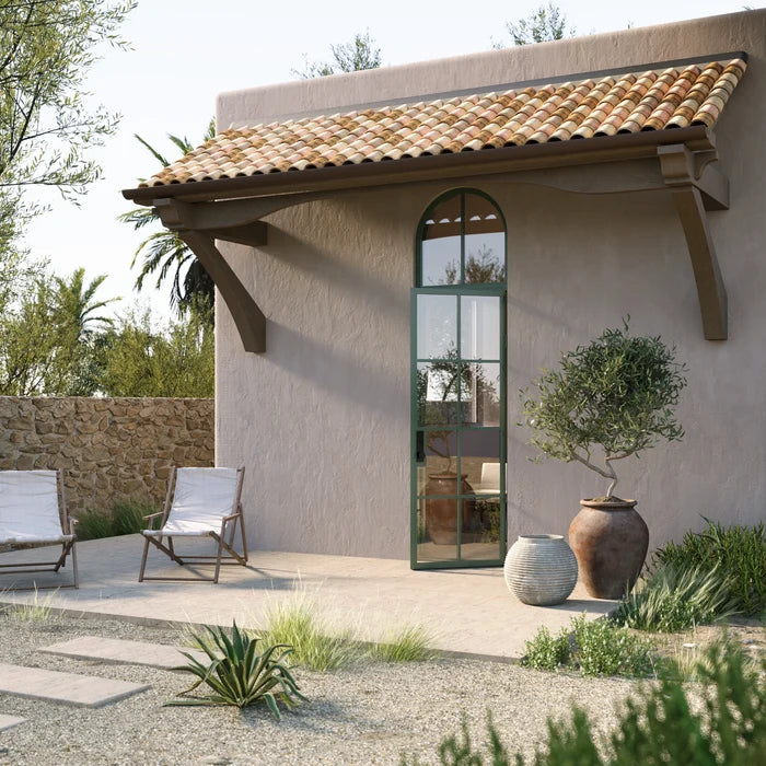 modern single entry with full arch top glass and insulation